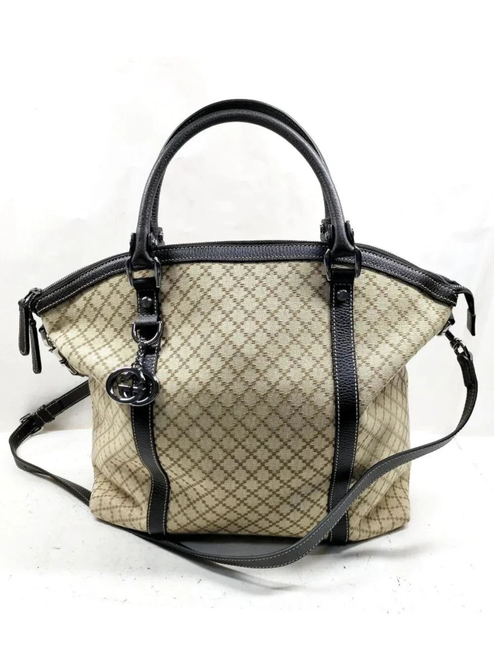 Authentic Gucci Diamante Sukey Canvas Tote Shoulder Crossbody Bag - Picture 2 of 16